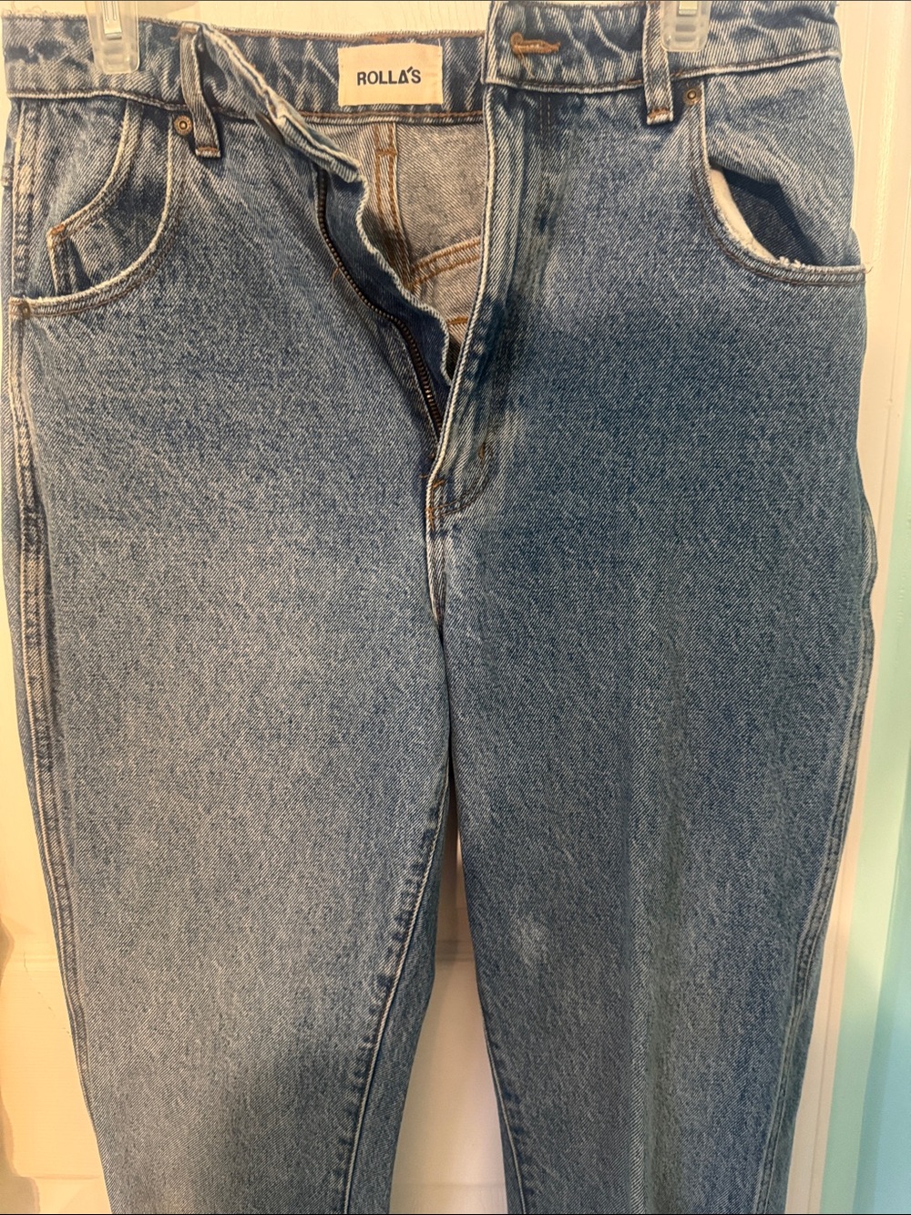 ROLLA'S Light Blue High-Rise Straight Jeans